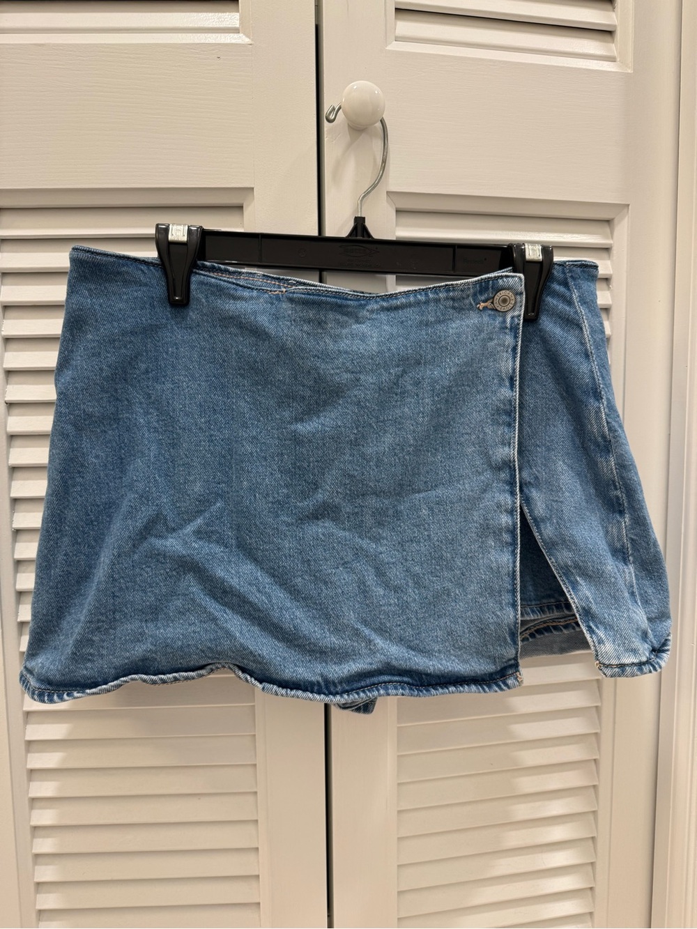 American Eagle Outfitters Light Blue Denim Wrap Mini Skirt